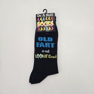Mens Old Fart and Looking Good Novelty Cotton Crew‎ Socks Gag Gift Dad Grandpa
